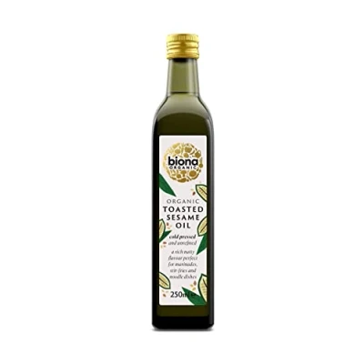 Image of Biona Organic Toasted Sesame Seed Oil, 250ml Pressed From Gently Seeds Cold and Unrefined Authentic Oriental Taste For Stir Fries, Noodles Marinades