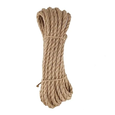 Image of D.RECT Jute Rope 10 m Hemp Rope, Natural Fibre Yarn Twisted Twine for Gardening, Bundling, Camping, Home Decoration Thickness mm