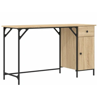 Image of vidaXL Computer Desk Sonoma Oak 131x48x75 cm Engineered Wood