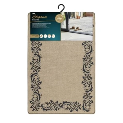 Image of JVL Elegance Machine Washable Entrance Doormat, 50x75cm Scroll Border