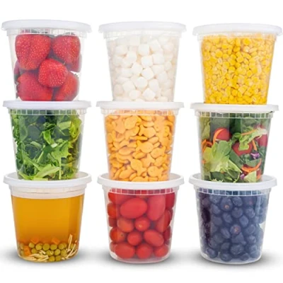 Image of DuraHome Deli Containers with Lids 24oz. Leakproof 30 Pack BPA Free Plastic Microwaveable Clear Food Storage Container Premium Heavy Duty Quality, Freezer &amp; Dishwasher Safe (24 oz.)