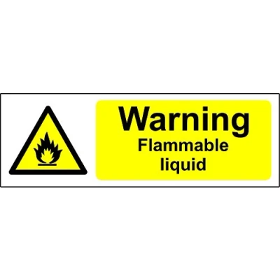 Image of Warning flammable liquid Safety sign 1.2mm Rigid plastic 300mm x 100mm