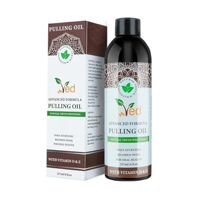 Image of Coconut Pulling Oil Mouthwash with Tongue Scraper, Natural and Mint Vitamin D &amp; E for Teeth Whitening, Fresh Breath, Healthier Gum, Alcohol Free, 237ml.