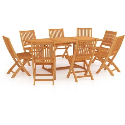Image of vidaXL 9 Piece Garden Dining Set Solid Teak Wood