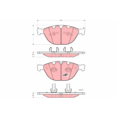 Image of 0300361, 2284065, 300361, 34110300361, 34112284065 Brake pad set TRW COTEC GDB1558 prepared for wear indicator BMW: 6 Coupe, 5 Saloon, 7