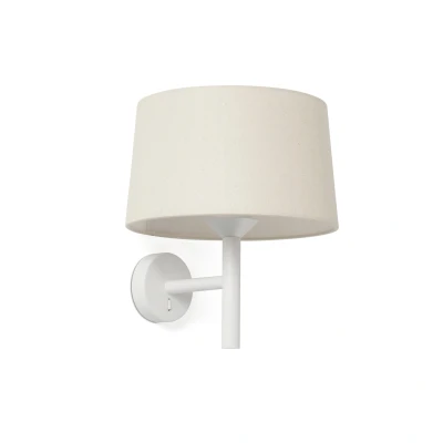 Image of Windsor Wall Lamp with Shade Matt White, Linen 1x E27