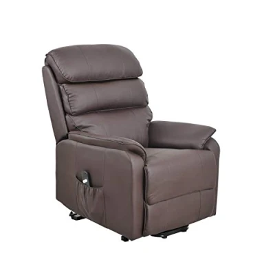 Image of Angel Mobility Electric Power Riser and Recliner Bonded Leather Armchair Lift Chair (Brown)