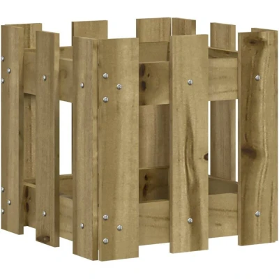 Image of vidaXL Garden Planter with Fence Design 30x30x30 cm Impregnated Wood Pine