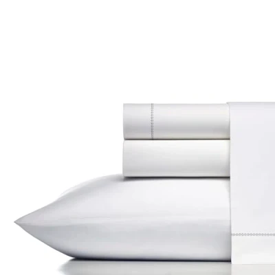 Image of Vera Wang King Sheets, Cotton Percale Bedding Set, Crisp &amp; Cool Home Decor (White/Charcoal, King)