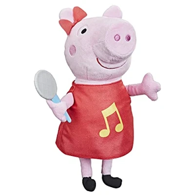 Image of Peppa Pig Hasbro Oink Along Songs Singing Plush Doll with Sparkly Red Dress and Bow, Sings 3 Songs, Ages up,F21875L0