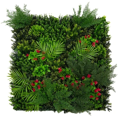 Image of Artificial Plant Wall Panel 100 x 100cm Mira Living Foliage Greenery Tiles Indoor Outdoor Weather &amp; UV Resistant Grass Fence Faux Hedge Privacy Backdrop Garden Home Décor Snap Lock Fixings Included