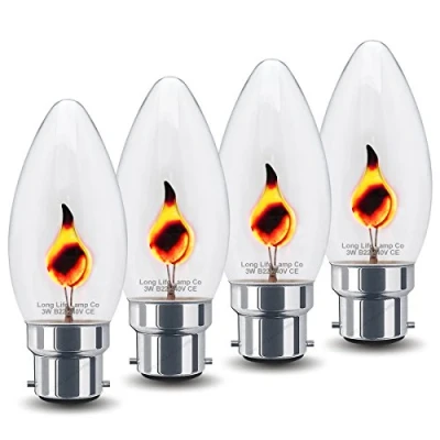 Image of Long Life Lamp Company 4 x 3w Flicker Flame Candle Light Bulb B22 Bayonet