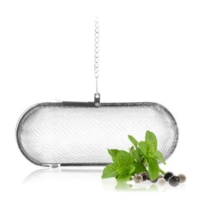 Image of com four® tea strainer made of 304 stainless steel, dishwasher safe 11 cm infuser for loose tea, spices and herbs fine mesh filter with chain spice cooking herb