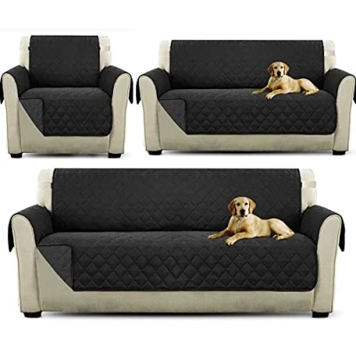 Image of viceroy bedding 2 Seater Sofa REVERSIBLE Protector BLACK/GREY 46&#039;&#039; x 70.5&#039;&#039; Luxury Quilted Furniture Cover Sofa/Settee THROW Water Resistant