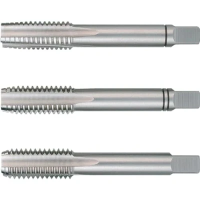 Image of Ruko HSS Hand Tap Set, DIN 352, Ground, Bright Finish, M 8 x 1.25 mm Nominal Thread Size, 56.0 Length, 3 Pieces, R230080