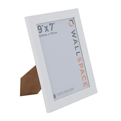 Image of Wall Space 9x7 White Frame Matt Picture 9 x 7 inch 7x9 Frames made from SOLID WOOD with REAL GLASS Photo