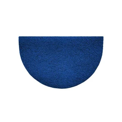 Image of Nicoman Embossed Halfmoon Half Circle Door Mat Dirt Trapper Jet Washable Doormat 70x44cm (Blue, PLAIN) Use on Carpet ONLY