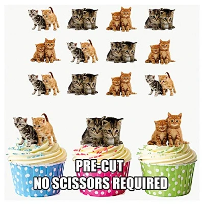 Image of AK Giftshop PRE CUT Cute Kittens/Cats Edible Cupcake Toppers/Cake Decorations (Pack of 12)