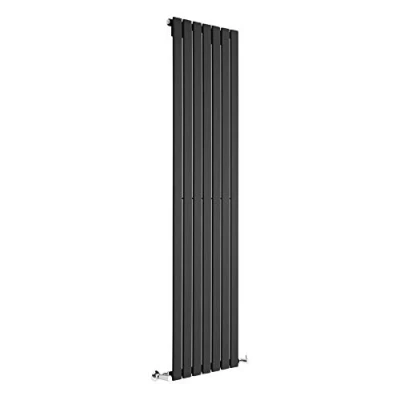 Image of Milano Alpha Black Vertical Single Flat Panel Radiator 1780mm x 490mm