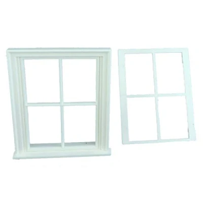 Image of Melody Jane Dolls House White Plastic Victorian Window Frame 4 Pane Miniature DIY Builders