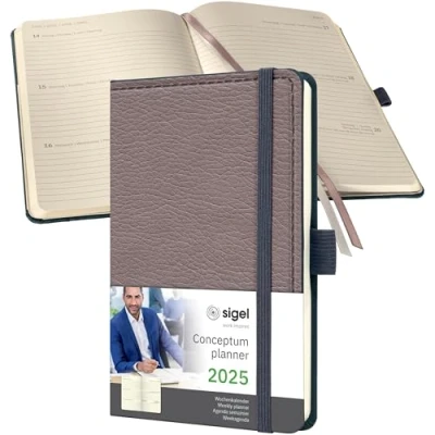 Image of SIGEL C2552 Conceptum Weekly Planner 2025, Design Taupe, 9,5 x 15 cm, hardcover, 176 Pages, Taupe
