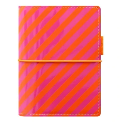 Image of Filofax Pocket Domino Patent Organiser Orange/Pink Stripes
