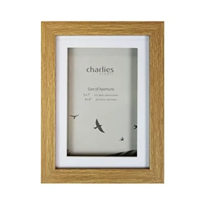 Image of Charlies Oak Effect Box Picture Frame 5 x 7