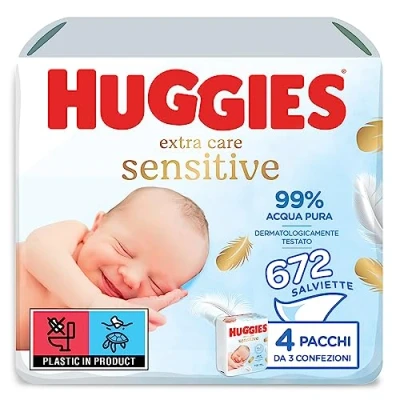 Image of Huggies Pure Extra Care, Baby Wipes Box with 12 Packs (672 Total) 99 Percent Water Wet Fragrance Free to Clean and Protect Sensitive Skin