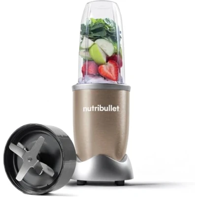 Image of nutribullet Blender 900 Series 4 Piece Set Powerful 24,000 RPM Personal &amp; Smoothie Maker 900W Includes 700ml Cup Flip Top To Go Lid, Crush Ice, Frozen Fruit Nuts Champagne