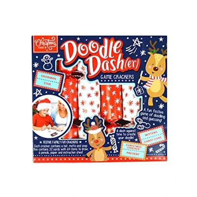 Image of YöL Set of 6 Christmas Games Crackers Doodle Dasher Fun Drawing Family Dinner 9Inch