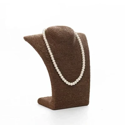 Image of Love de La Vie Hemp Rope Bust Jewelry Holder Necklace Stand Display Organizer Small Size (Coffee)