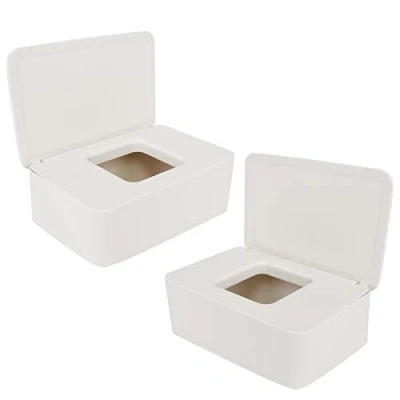 Image of Huayue 2 PCS Wet Wipes Box, Baby Box Tissue Storage Case Container Napkin Plastic Dispenser Toilet Paper with Lid Seal for Home Office, White