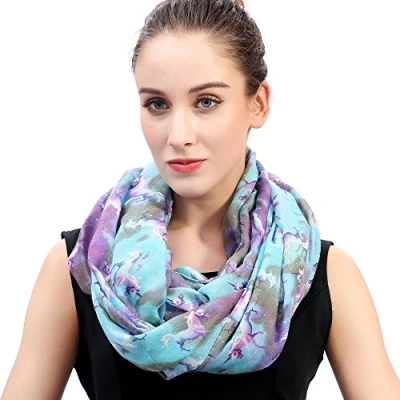 Image of Lina &amp; Lily Unicorn Galaxy Print Lightweight Snood Scarf (Blue/Purple)