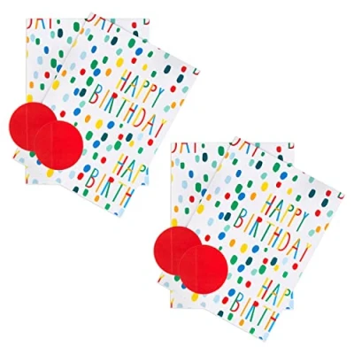 Image of Hallmark Birthday Wrapping Paper and Gift Tag Pack Bundle 4 Sheets Tags in 1 Design