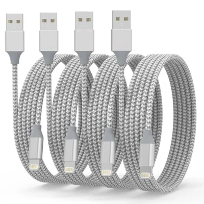 Image of iPhone Charger Cable 2M, 4Pack Lightning [Apple MFi Certified] Nylon Braided USB to Fast Charging for 14 13 12 11 Pro Max XS XR X 8 7 6 Plus 5 5s SE