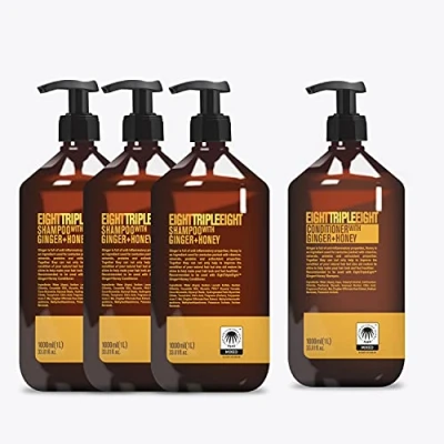 Image of EightTripleEight Ginger + Honey Hair Care Set 3x Shampoo &amp; 1x Conditioner 1L