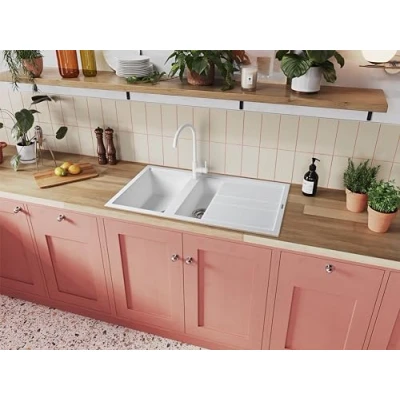 Image of Rangemaster TOP1002AW/ Topaz 1000510 1.5B Arctic White INC.Waste Tap