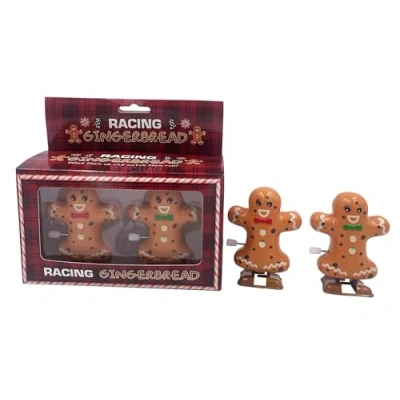 Image of Diabolical DP1282 Racing Gingerbread Men Secret Santa Gifts for Him, Xmas Women, Funny Stocking Fillers, Wind Up Toys Kids, Work Colleagues, Novelty Women