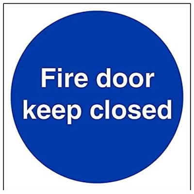 Image of V Safety Fire Door Keep Closed Sign 200mm x Self Adhesive Vinyl