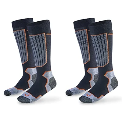 Image of Black Crevice Merino Ski Socks, Black/Orange, 43 46