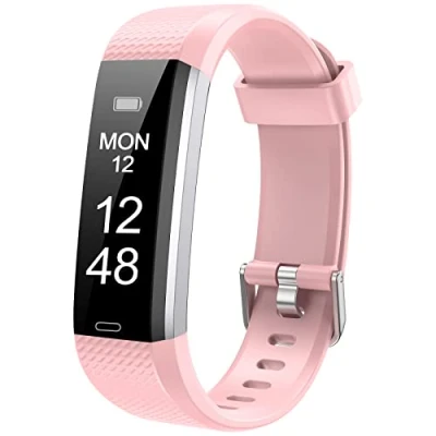 Image of Runlio Fitness Tracker with Sleep Monitor, Activity Step and Calories Counter, IP67 Waterproof Watch Pedometer Stopwatch for Women Men, Pink