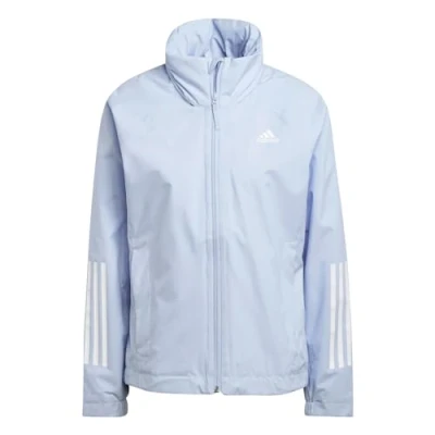Image of adidas Women&#039;s BSC 3 Stripes RAIN.RDY Jacket, Blue Dawn, L