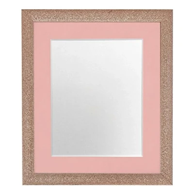 Image of FRAMES BY POST Glitz Rose Gold Picture Photo Frame with Pink Mount 10 x 8 Image Size 6 Inch Plastic Glass