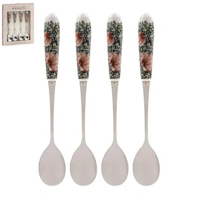 Image of The Leonardo Collection LP95099 Spoons with Ceramic Handles Pimpernel design Set of 4, Multicolor