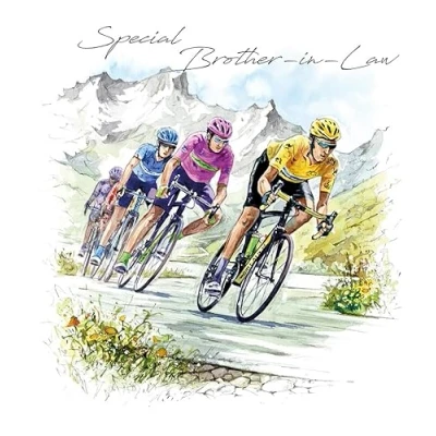 Image of Noel Tatt Brother in Law Birthday Card Cycling Team Eco Friendly and Recyclable