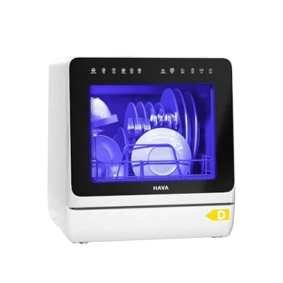 Image of HAVA 2025 NEW Upgraded Table Top Dishwasher with Water Softener and Enhanced Energy Efficiency, Portable 8 Wash Programs, Child Lock &amp; Delayed Start Function, No Installation Needed