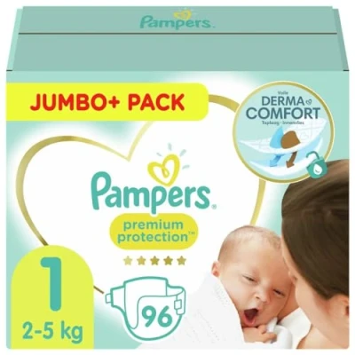 Image of Pampers New Baby 96 Nappies, 2 5 kg, Size 1