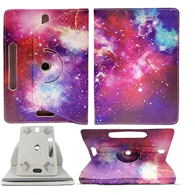 Image of Universal 7 Inch Tablet Case Premium PU Leather 360 Degree Rotating Stand Folio Wallet Cover (Rainbow)
