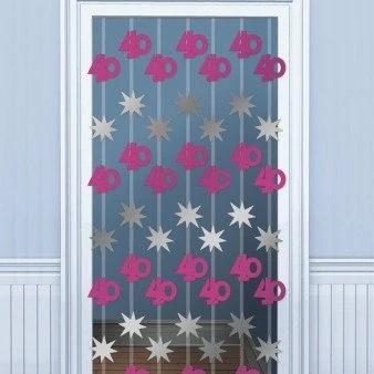 Image of amscan International Pink Shimmer 40th Door Danglers Decoration