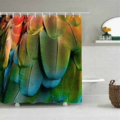 Image of kewing peacock Shower Curtain Waterproof fabric bathroom curtain, 72 x inches, white feathers